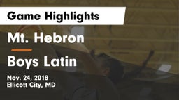 Mt. Hebron  vs Boys Latin  Game Highlights - Nov. 24, 2018