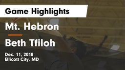 Mt. Hebron  vs Beth Tfiloh Game Highlights - Dec. 11, 2018