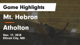 Mt. Hebron  vs Atholton  Game Highlights - Dec. 17, 2018
