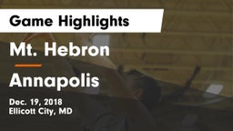 Mt. Hebron  vs Annapolis  Game Highlights - Dec. 19, 2018