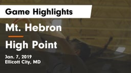 Mt. Hebron  vs High Point  Game Highlights - Jan. 7, 2019