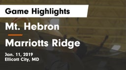 Mt. Hebron  vs Marriotts Ridge  Game Highlights - Jan. 11, 2019