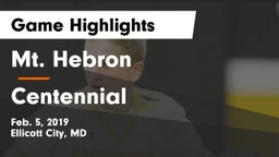 Mt. Hebron  vs Centennial Game Highlights - Feb. 5, 2019