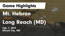 Mt. Hebron  vs Long Reach  (MD) Game Highlights - Feb. 7, 2019