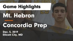 Mt. Hebron  vs Concordia Prep Game Highlights - Dec. 5, 2019