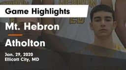 Mt. Hebron  vs Atholton  Game Highlights - Jan. 29, 2020