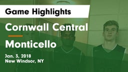 Cornwall Central  vs Monticello  Game Highlights - Jan. 3, 2018