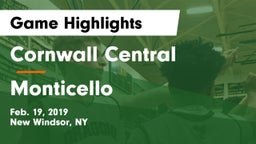 Cornwall Central  vs Monticello  Game Highlights - Feb. 19, 2019