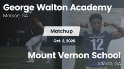 Matchup: George Walton  vs. Mount Vernon School 2020