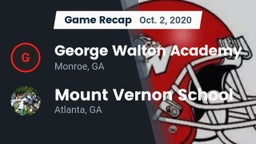 Recap: George Walton Academy  vs. Mount Vernon School 2020