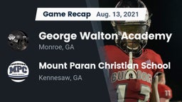 Recap: George Walton Academy  vs. Mount Paran Christian School 2021