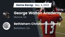 Recap: George Walton Academy  vs. Bethlehem Christian Academy  2022