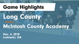 Long County  vs McIntosh County Academy  Game Highlights - Dec. 4, 2018