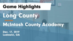 Long County  vs McIntosh County Academy  Game Highlights - Dec. 17, 2019