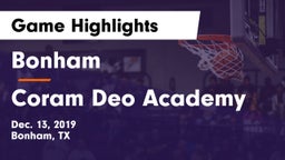Bonham  vs Coram Deo Academy  Game Highlights - Dec. 13, 2019