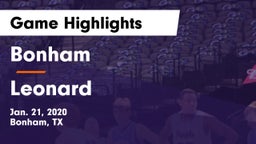 Bonham  vs Leonard  Game Highlights - Jan. 21, 2020