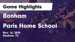 Bonham  vs Paris Home School Game Highlights - Nov. 16, 2020