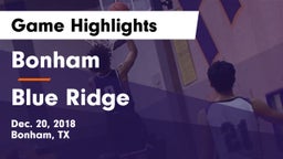 Bonham  vs Blue Ridge  Game Highlights - Dec. 20, 2018