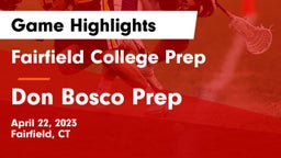 Fairfield College Prep  vs Don Bosco Prep  Game Highlights - April 22, 2023