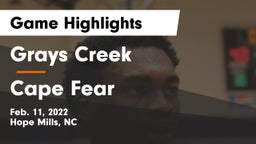 Grays Creek  vs Cape Fear  Game Highlights - Feb. 11, 2022