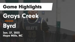 Grays Creek  vs Byrd  Game Highlights - Jan. 27, 2023