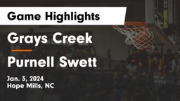 Grays Creek  vs Purnell Swett  Game Highlights - Jan. 3, 2024