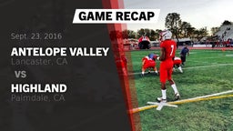 Recap: Antelope Valley  vs. Highland  2016