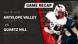 Recap: Antelope Valley  vs. Quartz Hill  2016