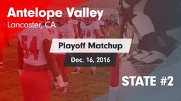 Matchup: Antelope Valley vs. STATE #2 2016