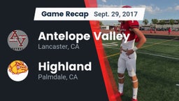 Recap: Antelope Valley  vs. Highland  2017
