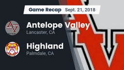 Recap: Antelope Valley  vs. Highland  2018