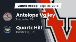 Recap: Antelope Valley  vs. Quartz Hill  2018