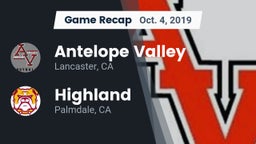 Recap: Antelope Valley  vs. Highland  2019