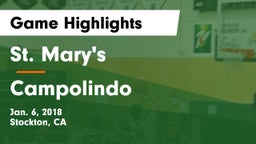 St. Mary's  vs Campolindo  Game Highlights - Jan. 6, 2018