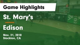 St. Mary's  vs Edison  Game Highlights - Nov. 21, 2018