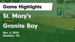 St. Mary's  vs Granite Bay Game Highlights - Dec. 4, 2018