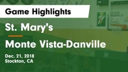 St. Mary's  vs Monte Vista-Danville Game Highlights - Dec. 21, 2018