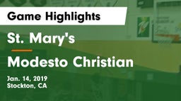 St. Mary's  vs Modesto Christian  Game Highlights - Jan. 14, 2019