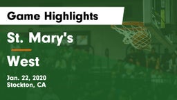 St. Mary's  vs West Game Highlights - Jan. 22, 2020