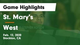 St. Mary's  vs West Game Highlights - Feb. 12, 2020