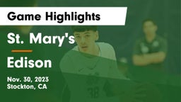 St. Mary's  vs Edison  Game Highlights - Nov. 30, 2023