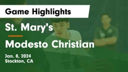 St. Mary's  vs Modesto Christian Game Highlights - Jan. 8, 2024