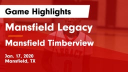 Mansfield Legacy  vs Mansfield Timberview  Game Highlights - Jan. 17, 2020