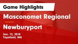 Masconomet Regional  vs Newburyport  Game Highlights - Jan. 12, 2018