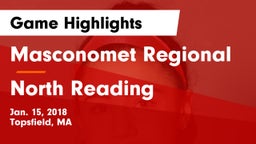 Masconomet Regional  vs North Reading  Game Highlights - Jan. 15, 2018