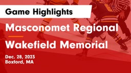 Masconomet Regional  vs Wakefield Memorial  Game Highlights - Dec. 28, 2023