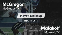 Matchup: McGregor  vs. Malakoff  2016