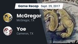 Recap: McGregor  vs. Yoe  2017