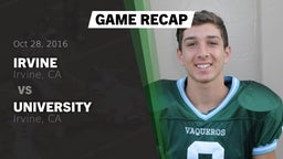 Recap: Irvine  vs. University  2016