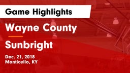 Wayne County  vs Sunbright  Game Highlights - Dec. 21, 2018